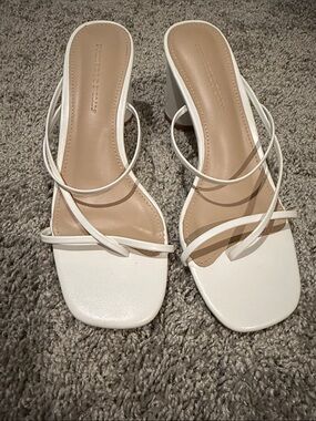Princess Polly White Strappy Square Toe Block Heels